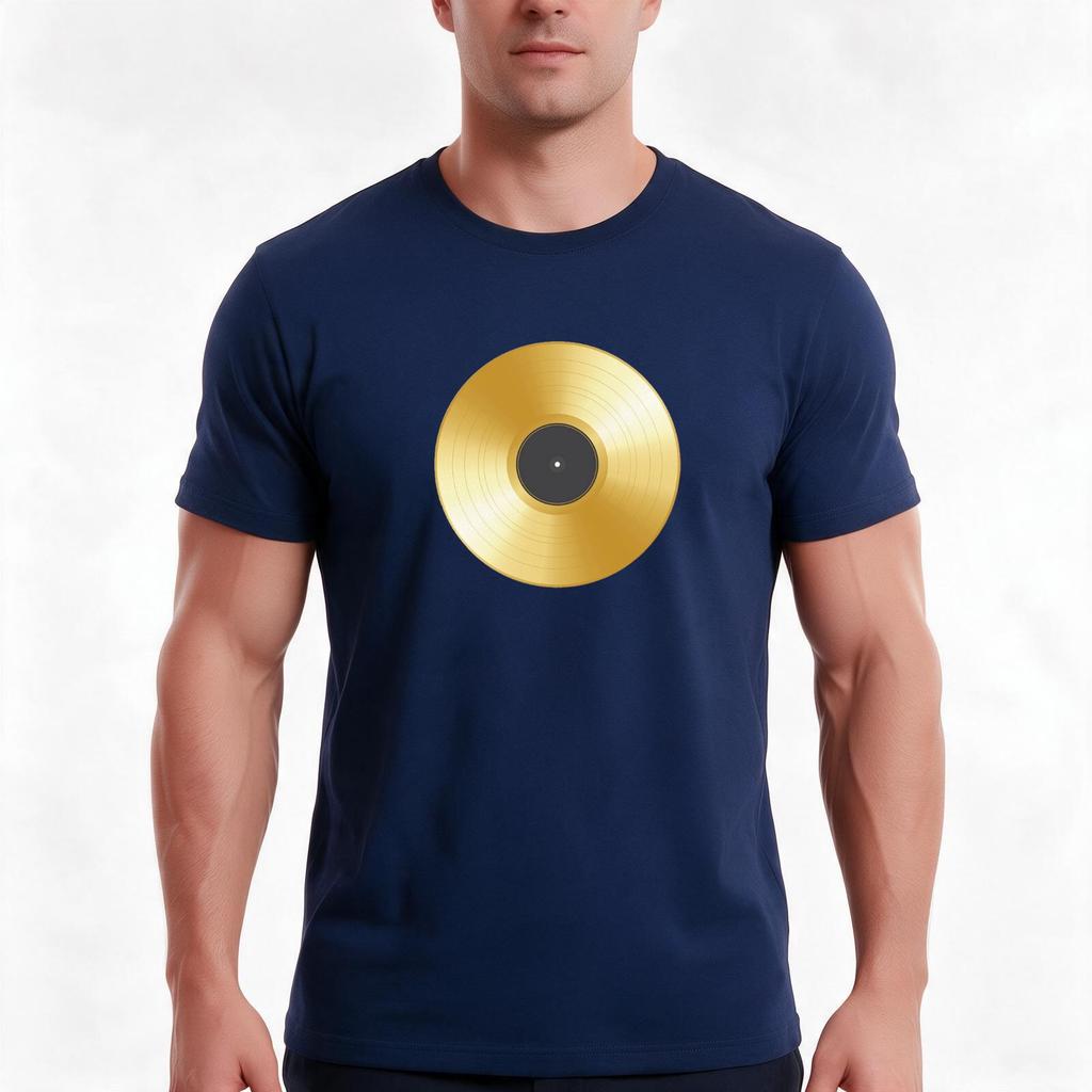 Gold Record Album Tshirt Summer Casual Cotton Tee Oversized Streetwear Tops Vintage Graphic Print Loose Fit Short Sleeve