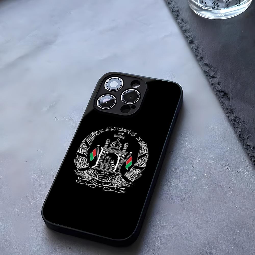 Чехол для телефона Афганистан Афганский Флаг Закаленное Стекло Для IPhone 17 13 14 16 12 15 11 Pro Max Plus Mini X XR SE2020 Coque