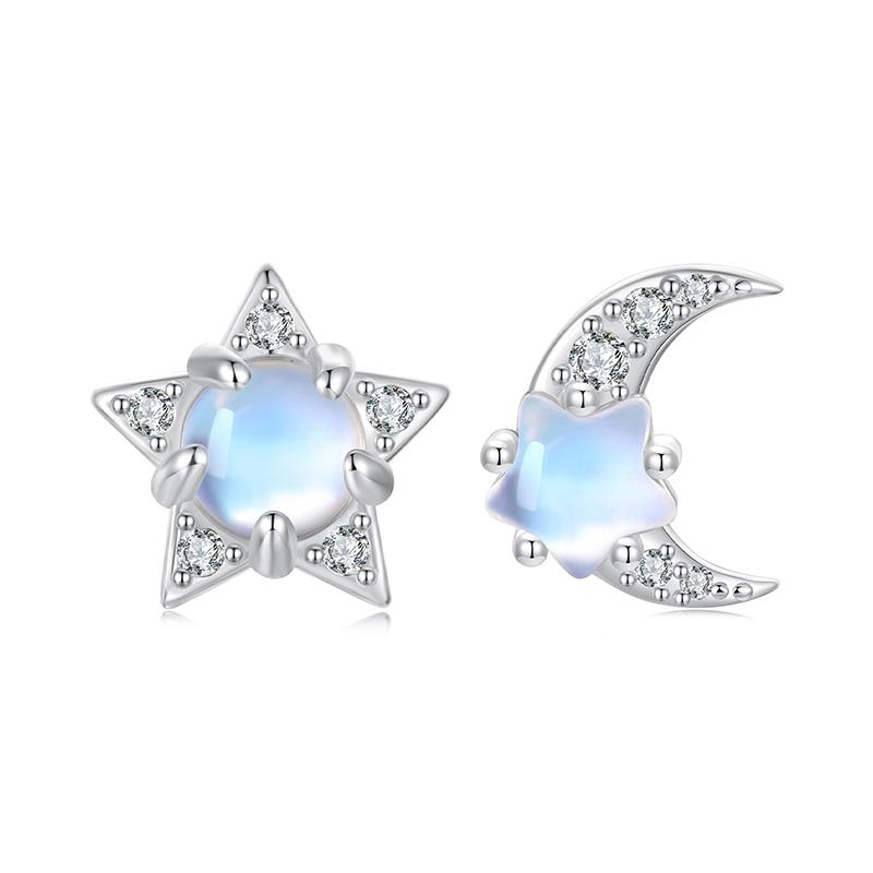 Серьги-гвоздики из стерлингового серебра 925 пробы: Мини-цветок, Бабочка, Птица, Пчела, Радужный лунный камень, Котенок, Серьги-гвоздики для девочек, Вечеринка, Украшения
