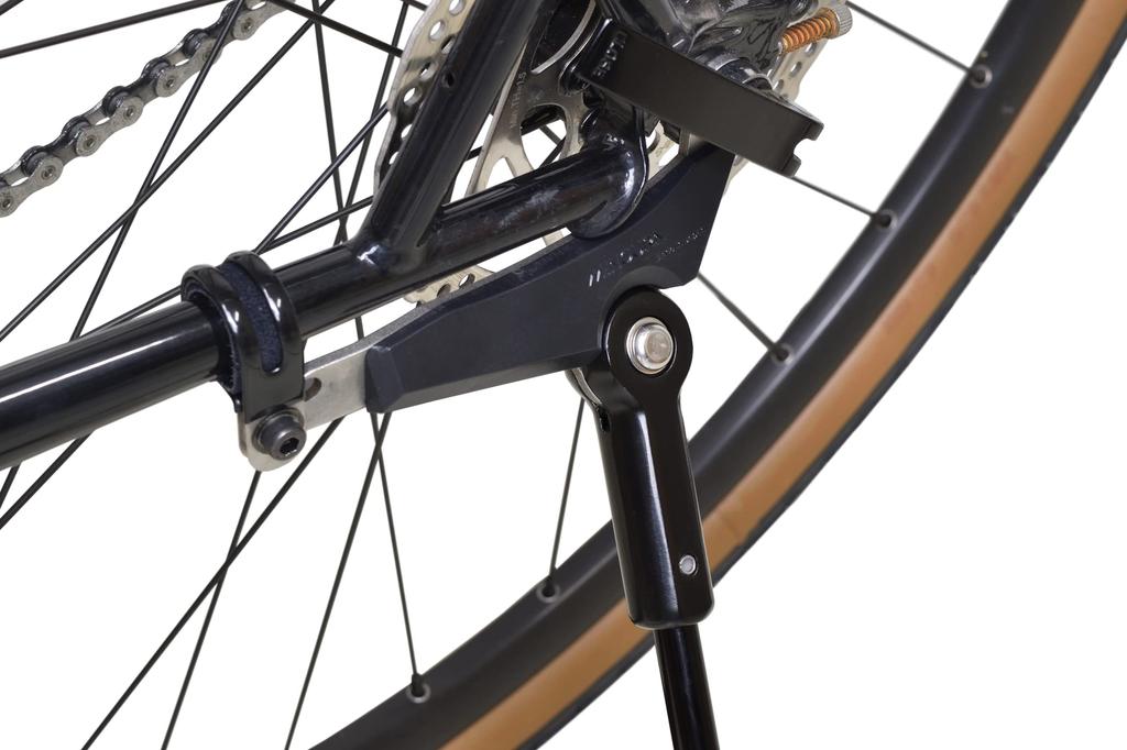 MINOURA SL-30 Smart Leg Stand, a single aluminum bicycle kickstand for bicycles with disc brakes