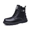Fashion Autumn Winter Leather Velvet Casual Ankle Boots for Men Fashion Soft Sole Men's Work Shoes Designer Black Platform Boots Male