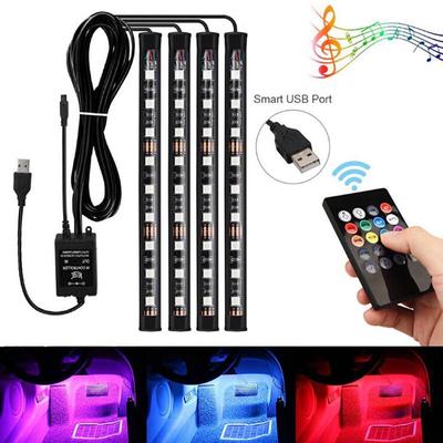4X 9 светодиодов Rgb для салона автомобиля, атмосфера для ног, USB-зарядное устройство, зарядка автомобиля, декоративный свет
