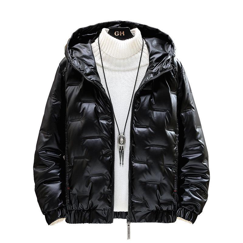 Новая простая зимняя мужская новая глянцевая пуховая куртка, верхняя часть, модная белая куртка на утином пуху, теплая и ветрозащитная для мужчин