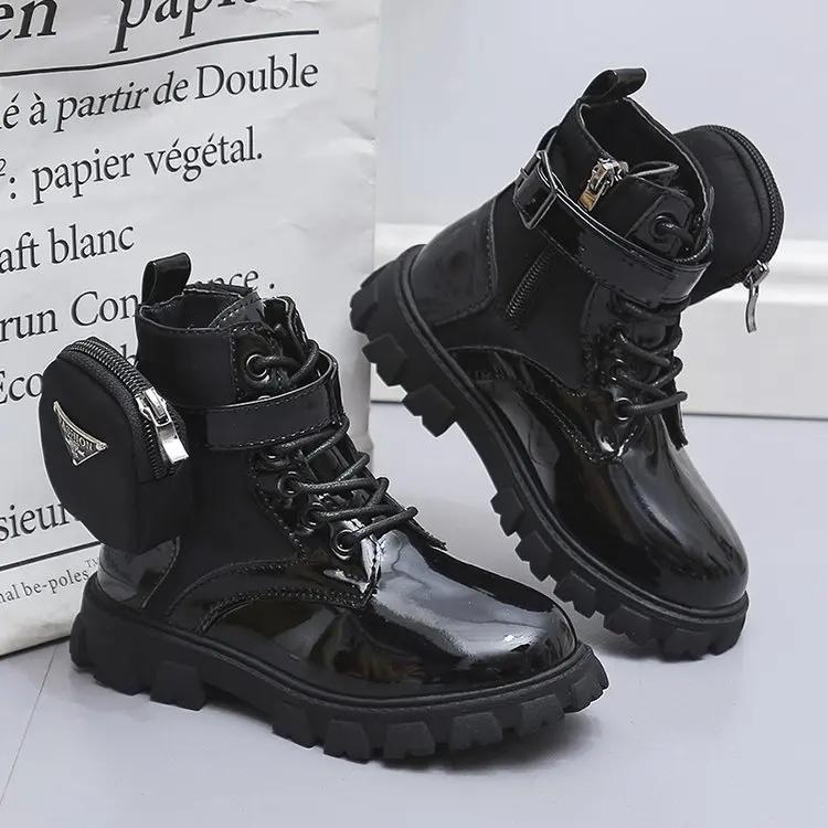 Новые женские мотоциклетные ботильоны на танкетке, женские ботинки на шнуровке на платформе, черные кожаные оксфорды, женские ботинки, женская сумка