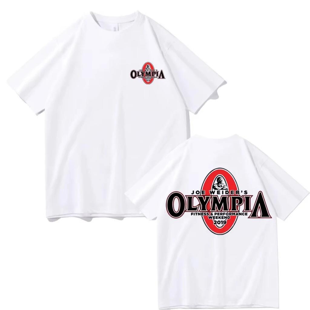 Горячая Распродажа Olympia Fitness Мужские Высококачественные Футболки с Коротким Рукавом Мужские Для Спортзалов 100% Хлопок Футболка Мужская Повседневная С Круглым Вырезом Большого Размера Футболки