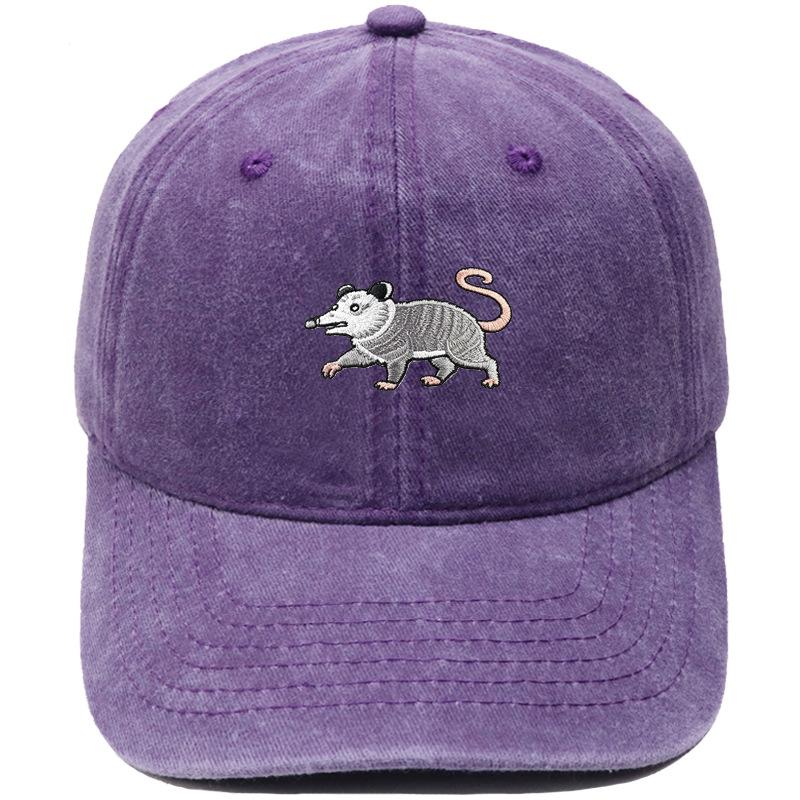 New cartoon possum embroidered baseball cap washed retro dad hat personalized men's and women's leisure sports hat