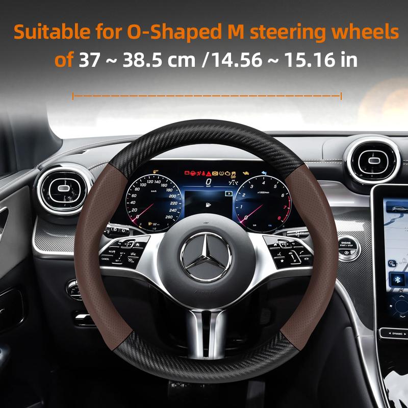 ATOW5 Suitable for Mercedes-Benz Breathable Leather Matte Carbon Fiber Texture Steering Wheel Cover Suitable for E Class S C a Glc Suv Eqc