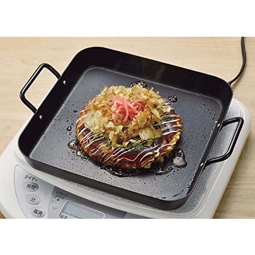 PEARL METAL Grill Pan, Black, 25x25cm, Iron Square Plate, Compatible with Induction and Gas, HB-4514