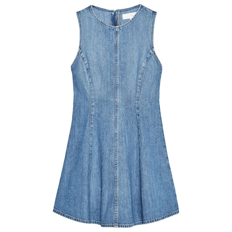 Zaprha 2025 New Arrival Waist-Tight Slim Looking A- Shaped Small Wavy Style Wide Hem Denim Dress 3607080