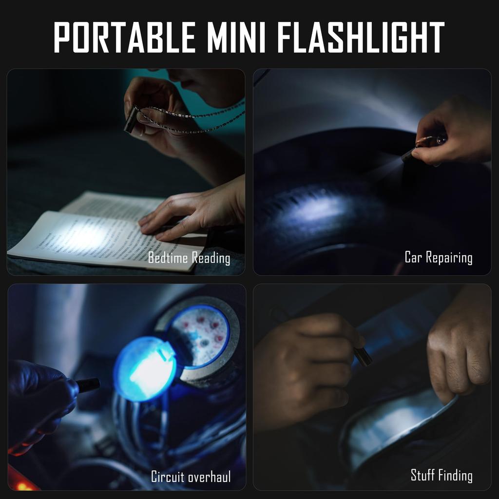 KeyUnity KF00BK Mini Light Keychain Small Flashlight Keychain Light Ultra Small LED Waterproof Titanium Alloy Ultra Light Compatible with 3 Button
