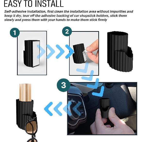 Upgraded 2-in-1 Car Chapstick Holder No Melt & Car Sunglasses Holder,Silicone Insulated Chapstick Holders for Cars as Chapsticks Organizer,Upright