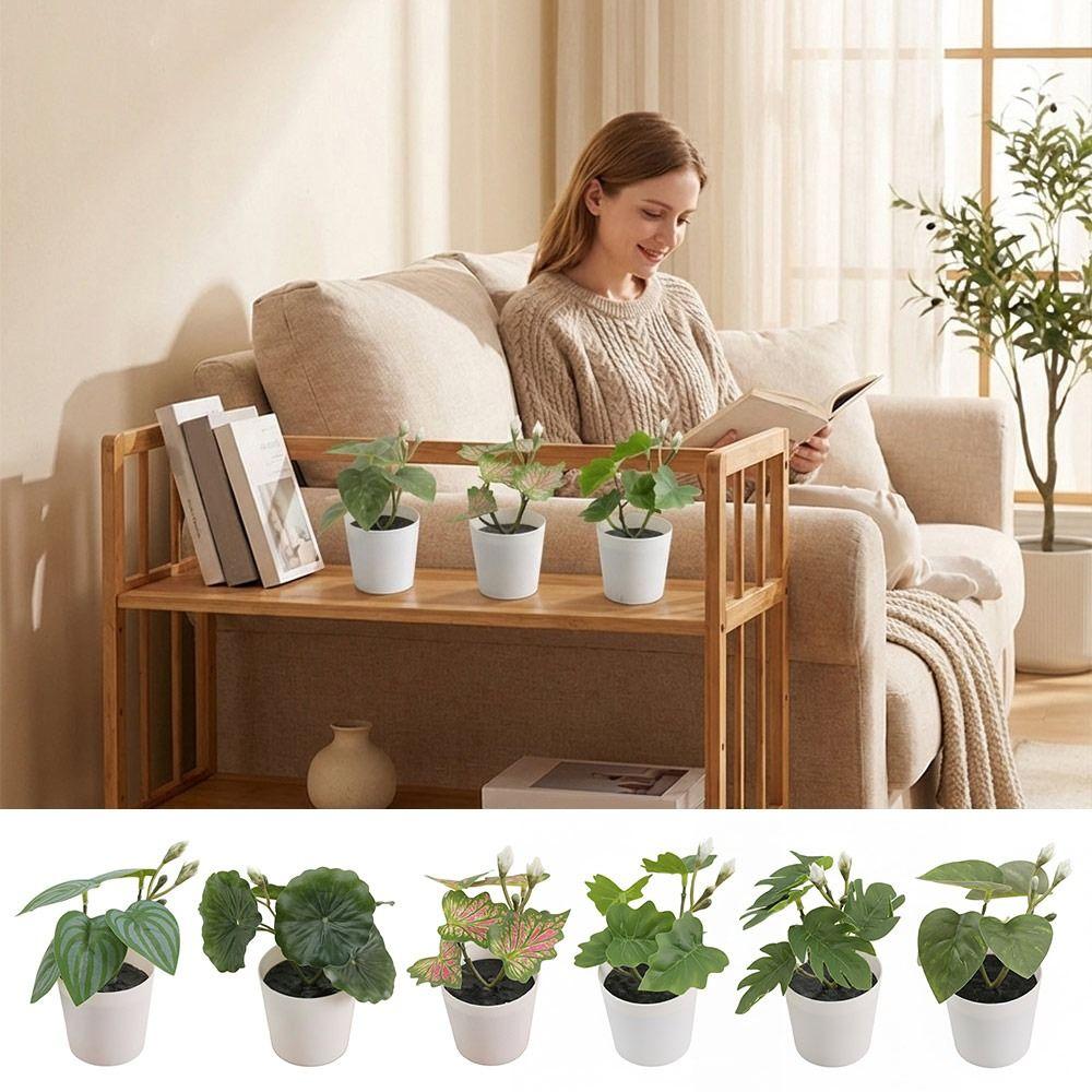 White Flowerpot Green Plant Potted Green Simulation Plant Potted Creative Desktop Ornament Balcony