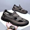 Sandals Men's Summer New Leather Mesh Breathable Hole Shoes Driving Outdoor Casual Wading Shoes Beach Shoes