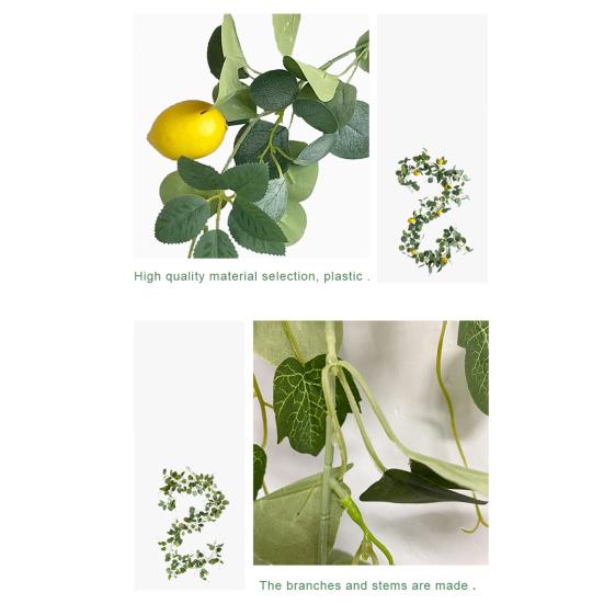 Искусственная гирлянда из лимонов, искусственная зелень, лианы, искусственные листья эвкалипта с лимонами для дома
