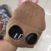 Вязаная шапка однотонная теплая вязаная шапка с декором в виде очков эластичная ветрозащитная зимняя шапка для улицы путешествий езды на велосипеде повседневная носка