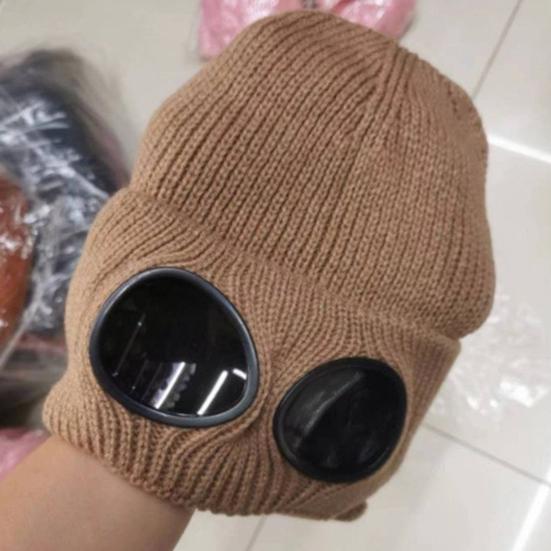 Вязаная шапка однотонная теплая вязаная шапка с декором в виде очков эластичная ветрозащитная зимняя шапка для улицы путешествий езды на велосипеде повседневная носка