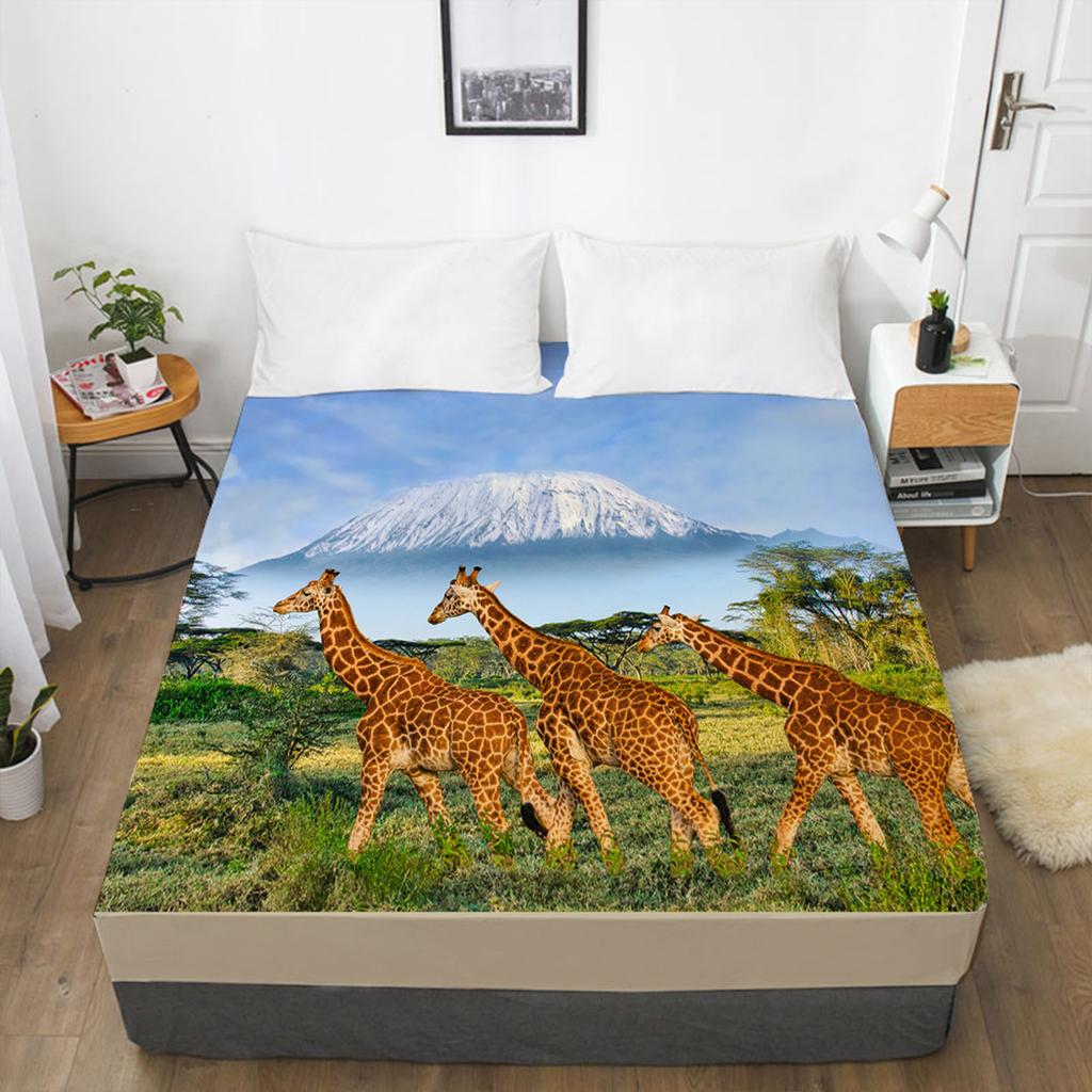Постельная простыня с рисунком лесных животных, 3D-печать, наматрасник, простыня на резинке, постельное белье, одна штука