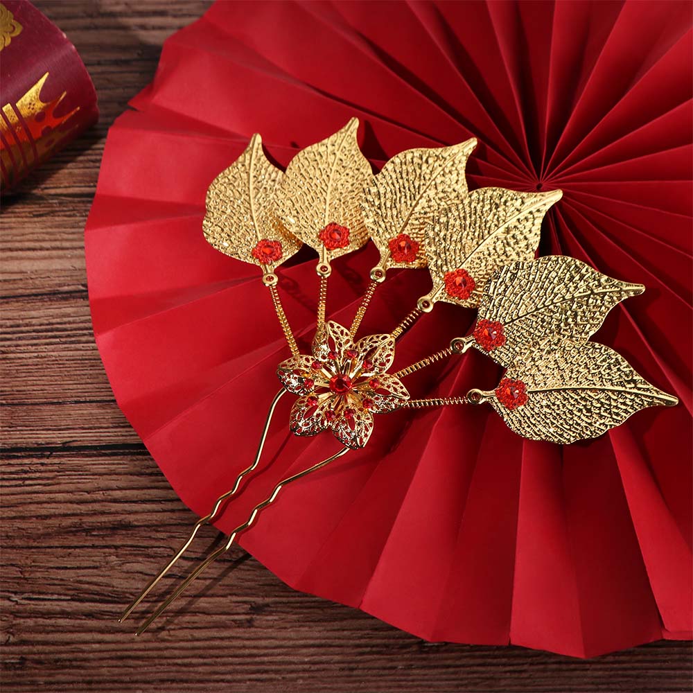 Flower Thai Hair Sticks Rhinestone U-shaped Hair Fork Ethnic Style Hair Accessories Party