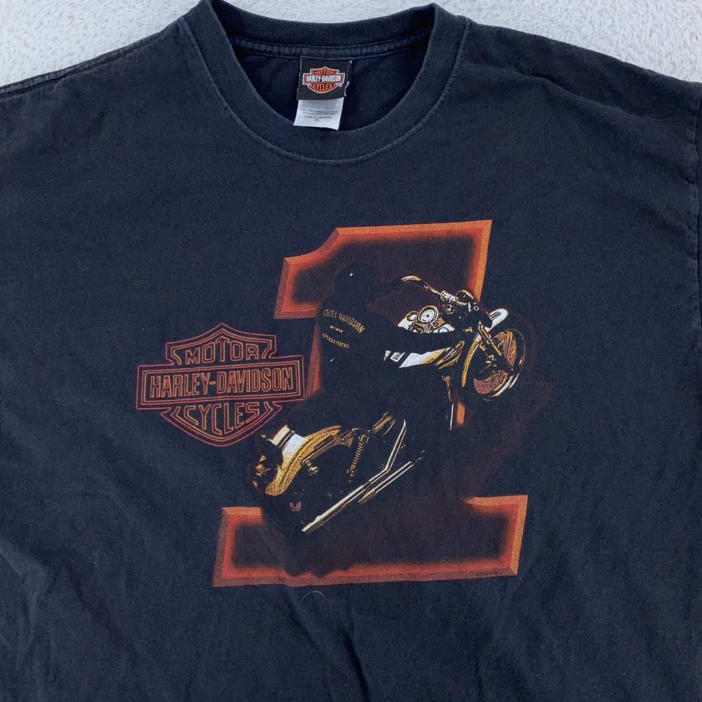 Винтажная футболка Harley-Davidson L/XL Черная Meredith NH Мотоцикл Байкер США 90-е