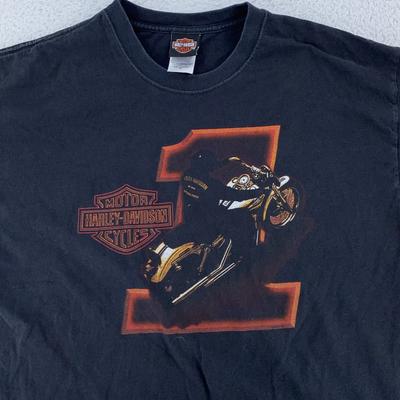 Винтажная футболка Harley-Davidson L/XL Черная Meredith NH Мотоцикл Байкер США 90-е