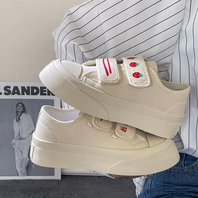 Женские парусиновые кроссовки 2024 года, новая повседневная обувь для женщин, осенняя удобная обувь на платформе, увеличивающая рост на плоском каблуке, женская обувь