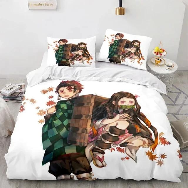 Demon Slayer 3d Bedding Set Anime Duvet Cover Pillowcases Single Twin Full Queen King Size Boys Girls Boys Gift Home Decor