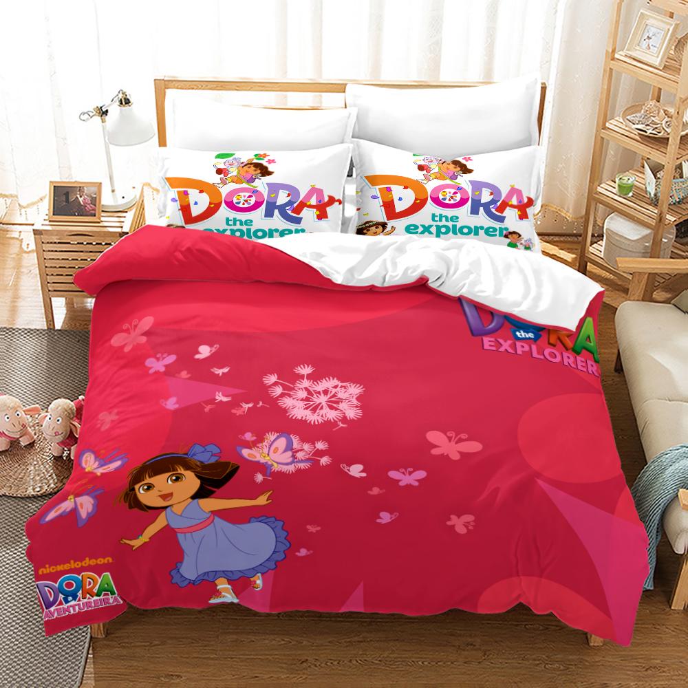 Dora Bedding Collections Kids Boys Girls With Bed Linen Queen King Full Twin Single Size New Anime Kamado Nezo Duvet Cover Collections