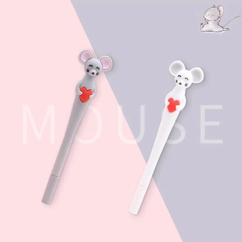 1 шт., канцелярские принадлежности, милый ПВХ, мягкий клей, мышь, мультяшный пресс, гелевая ручка, школьная мода, офисные принадлежности, ручка с животными