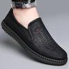 2024 Summer Shoes for Men Leather Sandals Breathable Hollow Out Slip-on Loafers Leather Casual Shoes