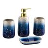 Blue Ceramic Bathroom Amenity Set Starry Sky Gold Sprayed Bathroom Accessories Home Lotion Bottle Tooth Brushing Cup Soap Dish