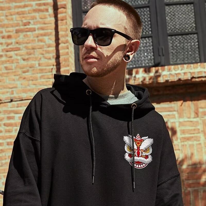 M-8XL Американская мода Худи Элемент Китайского Шика Принт Гигантской Панды Свободный Теплый Худи