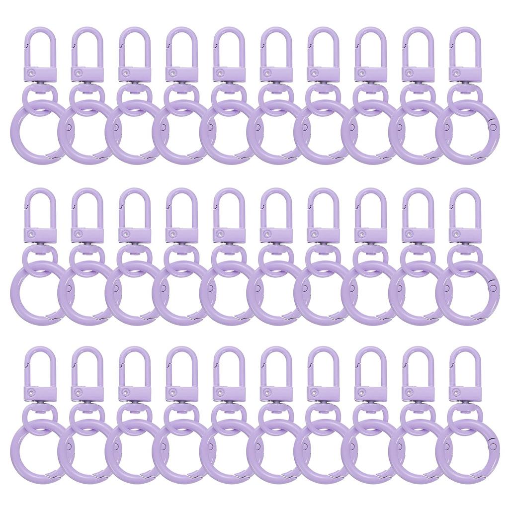 30pcs Lobster Claw Fastener Keychain Swivel Trigger Clips Zinc Alloy Colorful Key Chain Clips Snap Hook Jump Flat Split Ring DIY Craft Jewelry Making