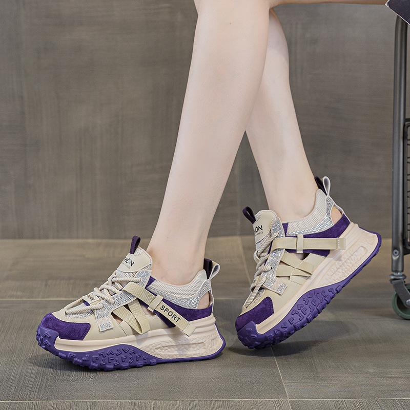 Thick-soled hollow dad shoes New mesh student Forrest Gump breathable thin sports and leisure shoes in summer