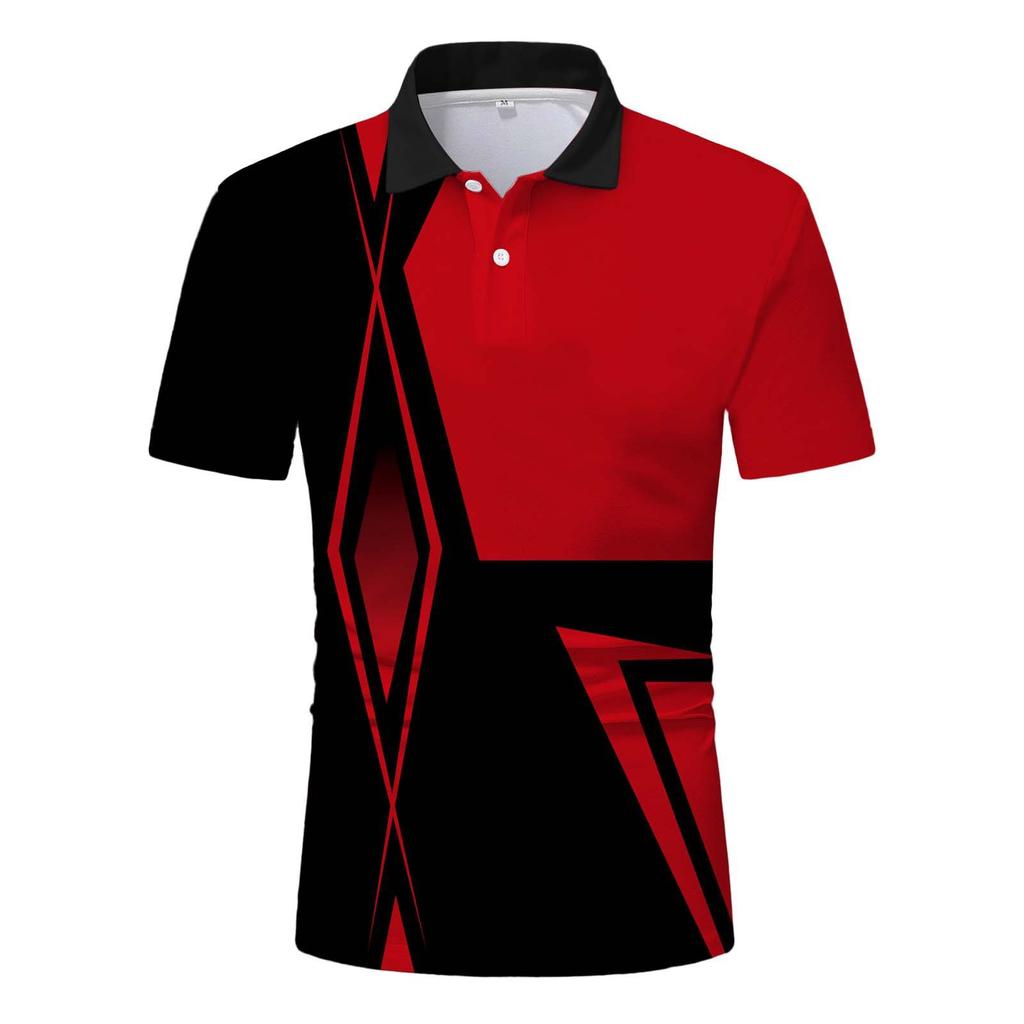 Trendy Geometric Short Sleeve Polo Shirt, Versatile Casual Top for Daily Wear