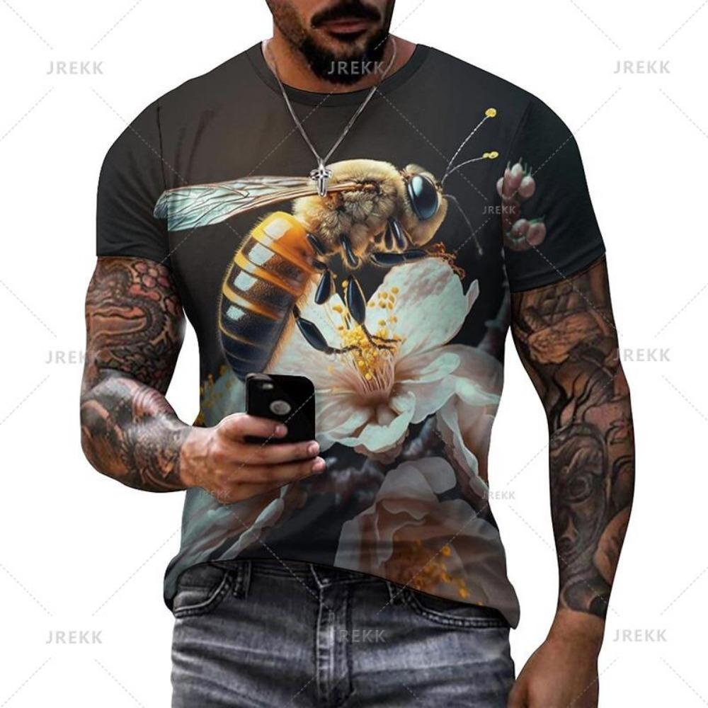 Honeycomb Bee Graphic T Shirt Fashion 3D Print T-shirt Summer Men Casual Street Tops Tee Shirts Women Oversized Sport Sweatshirt