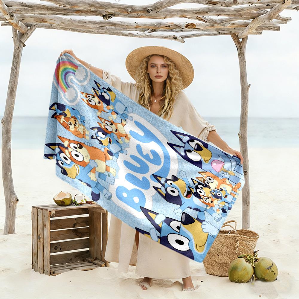 Bluey Bingo Adventure Beach Towel Super Soft & Absorbent Comfortable Lightweight Suitable for Sports, Travel, Swimming, Yoga, Bathroom, Beach, And Poo