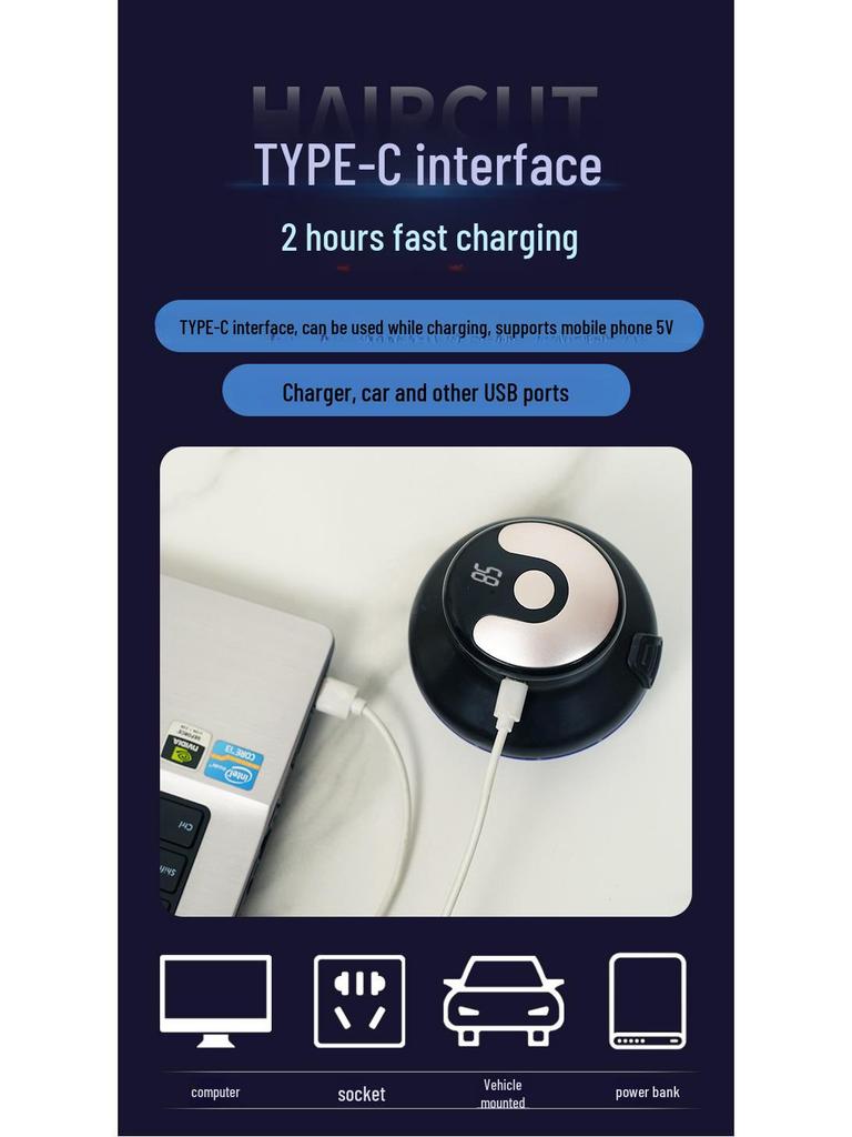 Men's & Children's UFO Electric Hair Clipper - Self-Service Digital Shaver for Bald Styles At Home