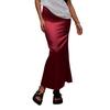 Women Fishtail Skirt with Large Hem High Waist Hip Wrapped Imitation Silk Maxi Skirt Solid Color Slimming Satin Skirt