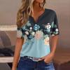 Women's T Shirt Tee Print Button Short Sleeve Daily Weekend Fashion Basic V- Neck Regular Top