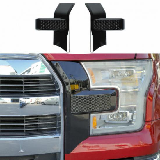 Front bumper headlight & Grille Decor Cover Trim for Ford F150 2015-2017 Black