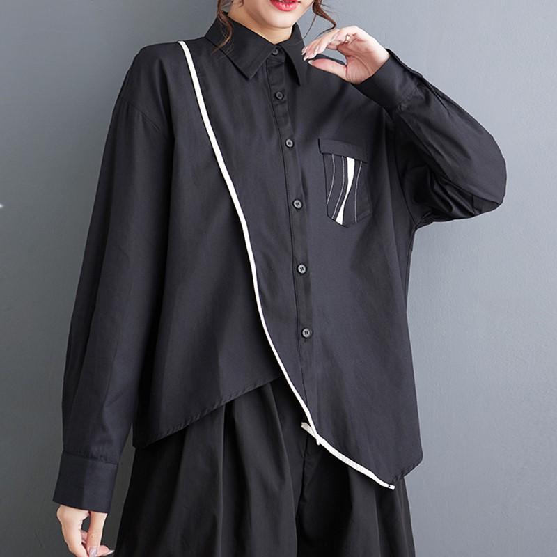 Long Sleeve Plus Size Vintage Shirts & Blouses for Blouse Casual Loose Spring Autumn Tops Women Button Up Shirt