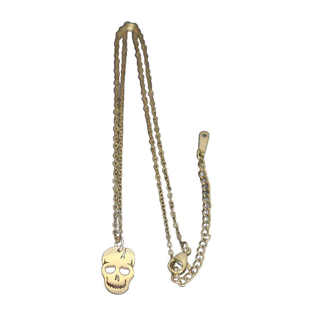 Laser-Cut Stainless Steel Skull Pendant Necklace for Women