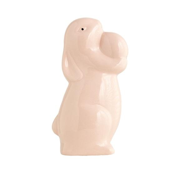 Easter Ceramic Bunny Figurine Holding Egg Look-up Rabbit Statue Sculpture Spring Easter Holiday Party Decoration