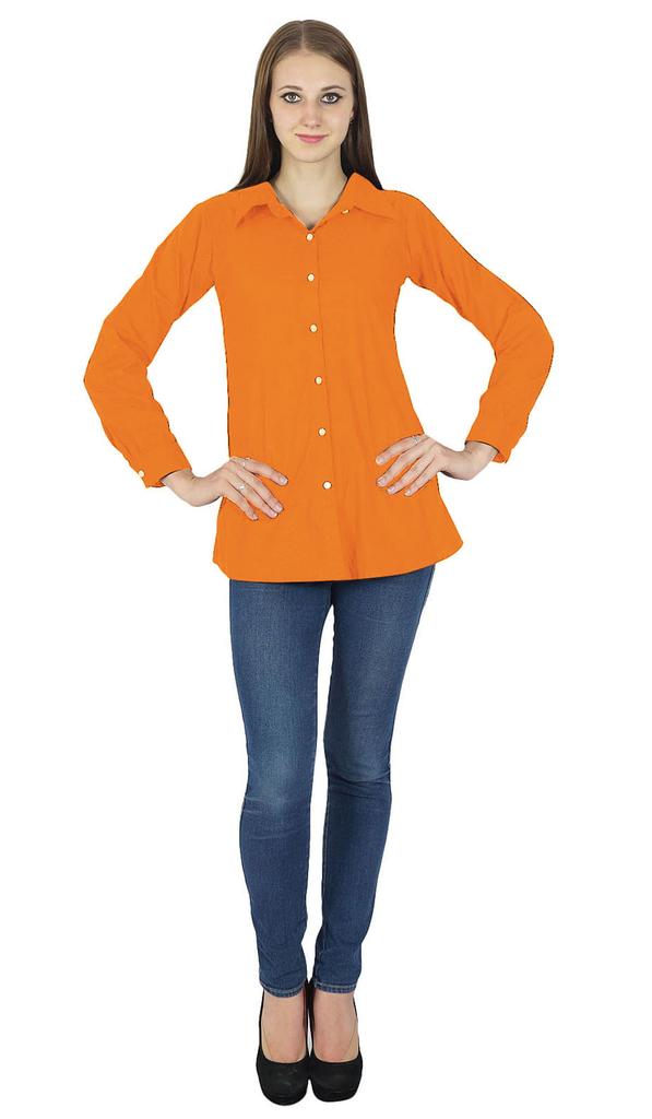 Top Cotton Shirt Long Sleeve Solid Short Kurta Women Clothing