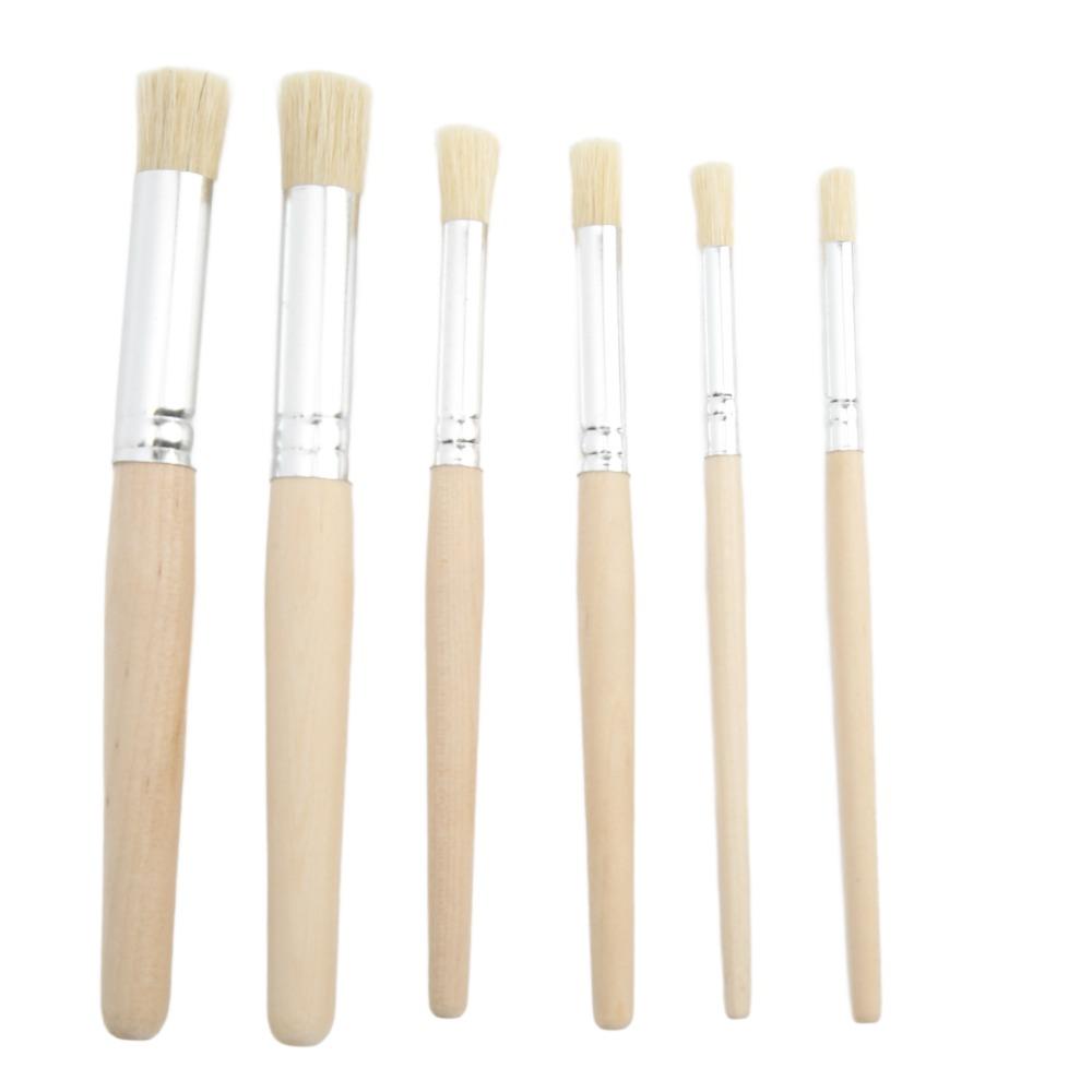 6PCS Round Shaped Round Head Brushes Stiff Hair Oil Painting Brushes Paint Brush Set Oil Painting