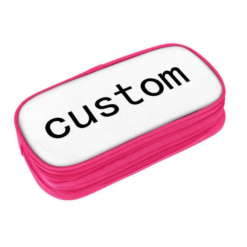 Customized Pink Durable Polyester Student Pencil Case Double-Layered with Multifunctional Features