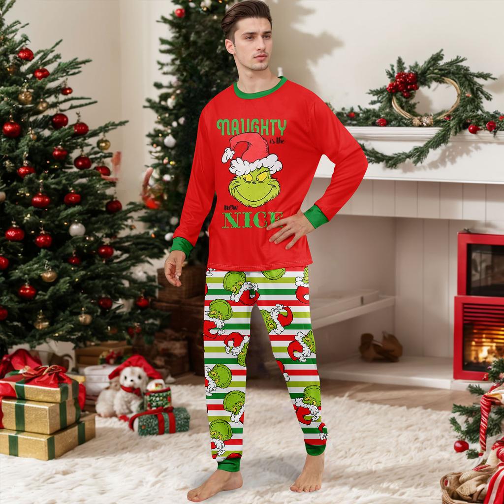 Christmas Print Cute Family Set Pajamas, Home Clothes, Family Set Long Sleeve Top Pants Set