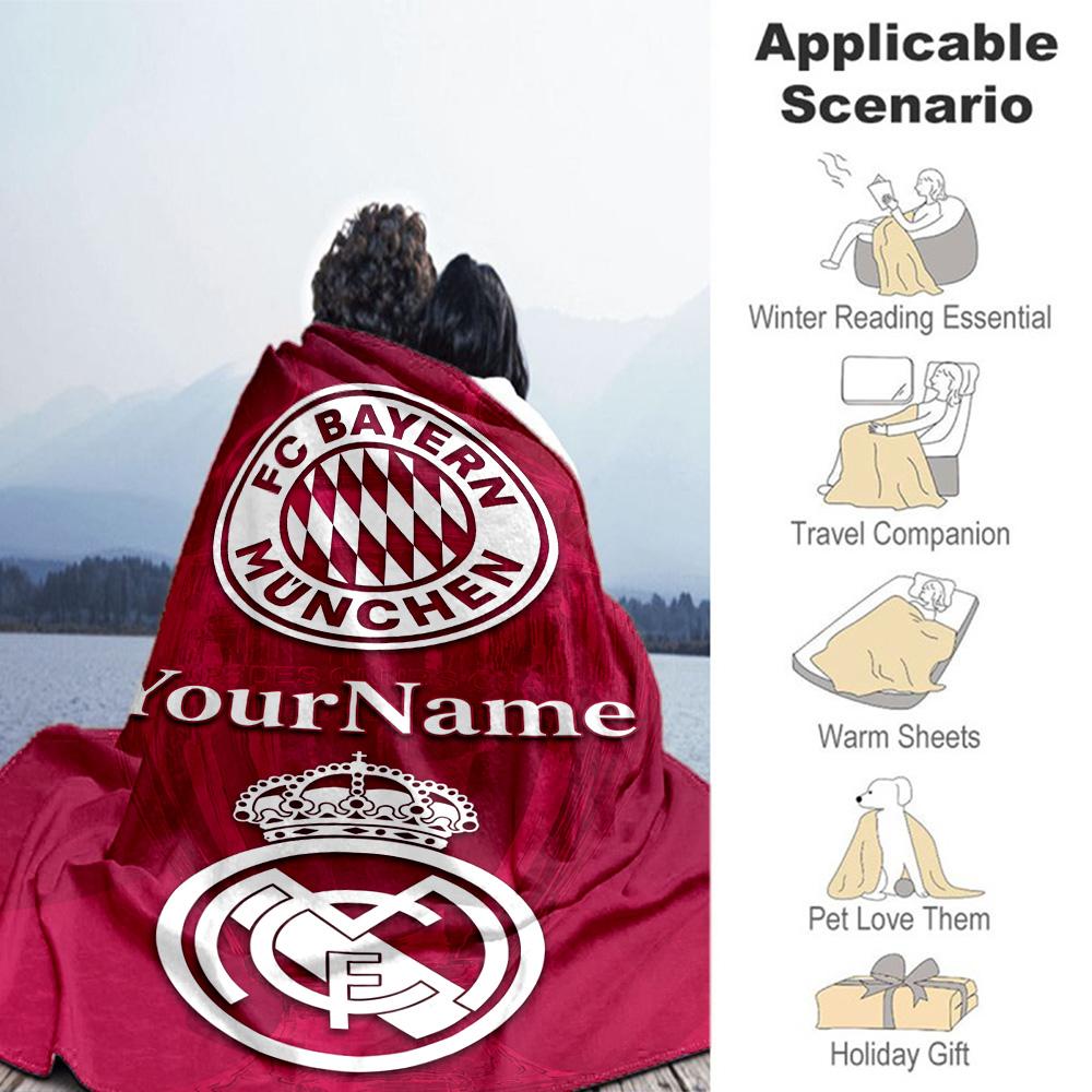 Fc Bayern München 11 Personalized Text Blanket Cozy Personalized Blanket Durable Comfort Great for Bed Bedding Chair Home Decor