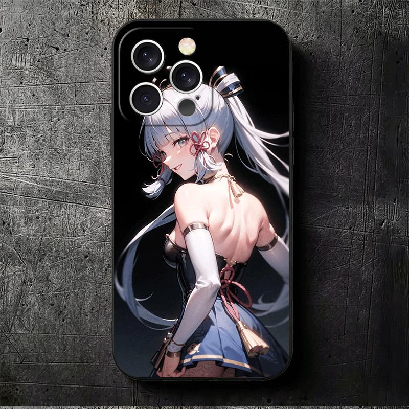 Genshin Impact Камисато Аяка Мягкий чехол для телефона для iPhone 16 16E 17 Air 15 Pro Max 14 Plus 13 Mini 11 12 7 Черная задняя крышка