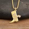 Nidin New Arrival Punk Boot Shape Zircon Pendant Necklace 3 Styles Choice For Female Male Trendy Personality Jewelry Party Gifts
